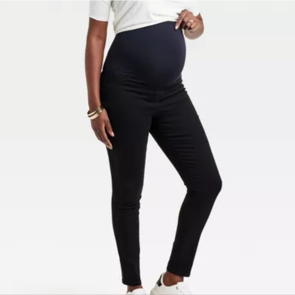 EUC Black High-Rise Over Belly Skinny Maternity Pants/Jeans - Isabel Maternity